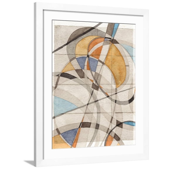Art.com Ovals & Lines I Art Print by Nikki Galapon, White Frame Wall Art, 32" x 40"