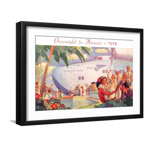 Art.com Overnight to Hawaii Art Print, Black Frame Wall Art, 23" x 17"