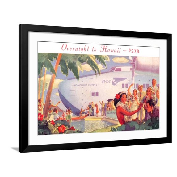 Art.com Overnight to Hawaii Art Print, Black Frame Wall Art, 44" x 32"