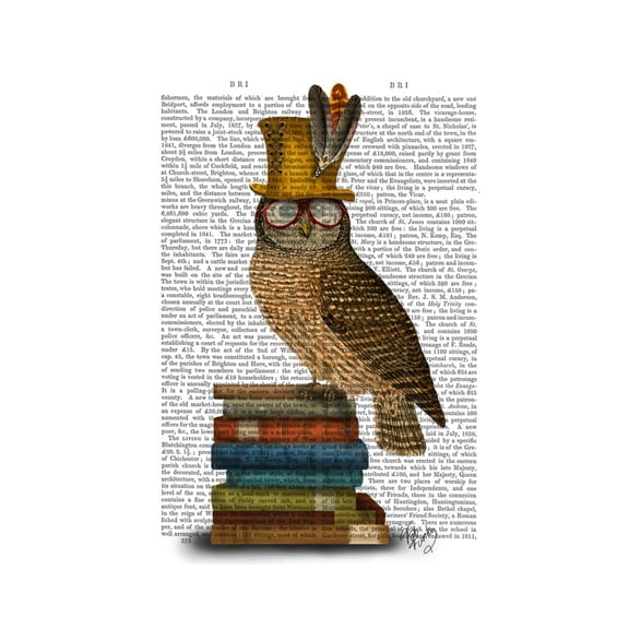 Art.com Owl on Books Art Print by Fab Funky, 12" x 16"