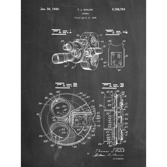 Art.com PP198- Chalkboard Bell and Howell Color Filter Camera Patent Poster Giclee Print by Cole Borders, 12" x 16"