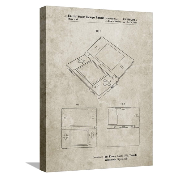Art.com PP346-Sandstone Nintendo DS Patent Poster Stretched Canvas Print Wall Art by Cole Borders, 12" x 16"