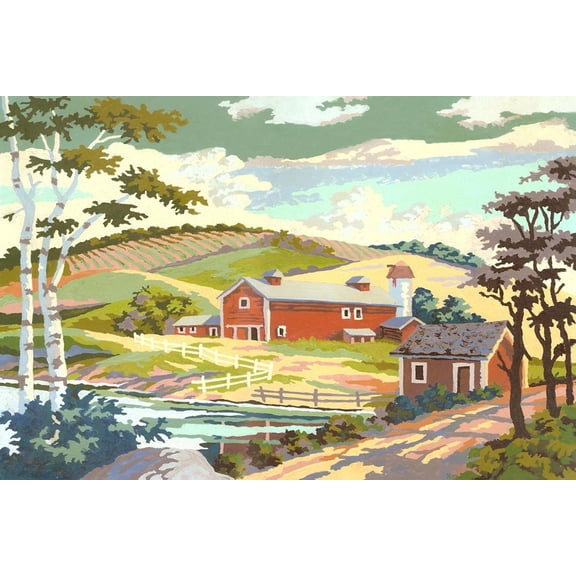 Art.com Paint by Numbers, Farm Scene Number One Art Print, 18" x 12"