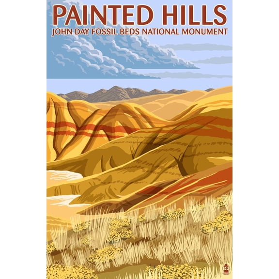 Art.com Painted Hills - John Day Fossil Beds, Oregon Art Print by Lantern Press, 16" x 24"