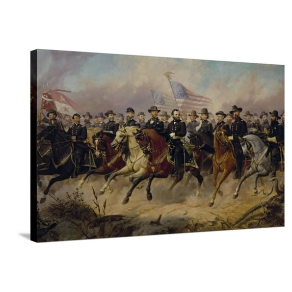 Art.com Painting of Ulysses S. Grant and His Generals by Ole Peter Hansen Balling Stretched Canvas Print Wall Art by Stocktrek Images, 36" x 24"