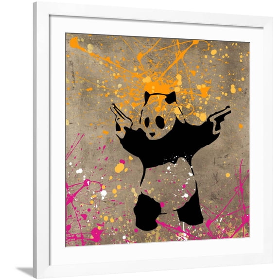 Art.com Panda with Guns Giclee Print by Banksy, White Frame Wall Art, 38" x 38"