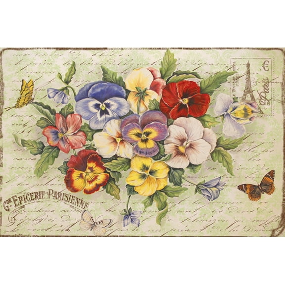 Art.com Pansies and Butterflies Giclee Print by Jean Plout, 18" x 12"