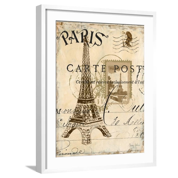 Art.com Paris Collage I - Eiffel Tower Art Print by Gregory Gorham, White Frame Wall Art, 23" x 29"