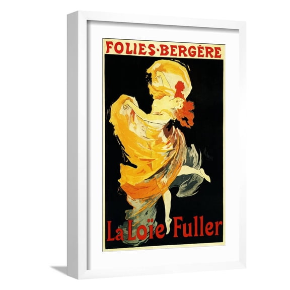 Art.com Paris, France - Loie Fuller at the Folies-Bergere Theatre Promo Poster Art Print by Lantern Press, White Frame Wall Art, 17" x 23"