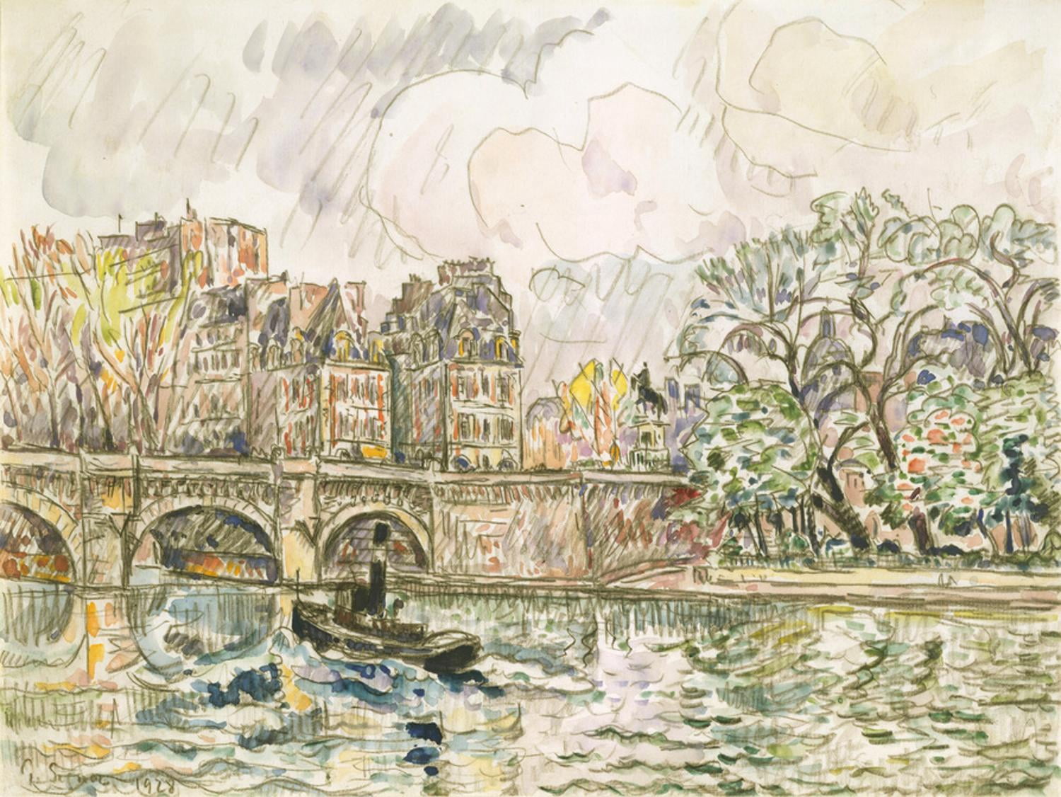 Art.com Paris Le Place Dauphine Art Print by Paul Signac, 16" x 12"