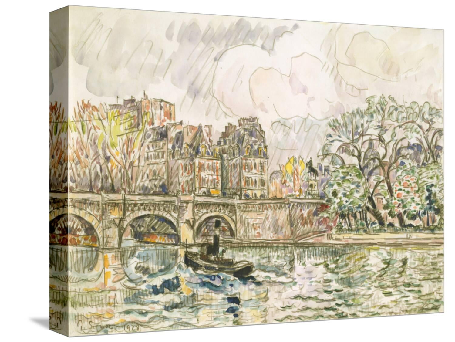 Art.com Paris Le Place Dauphine Stretched Canvas Print Wall Art by Paul Signac, 16" x 12"