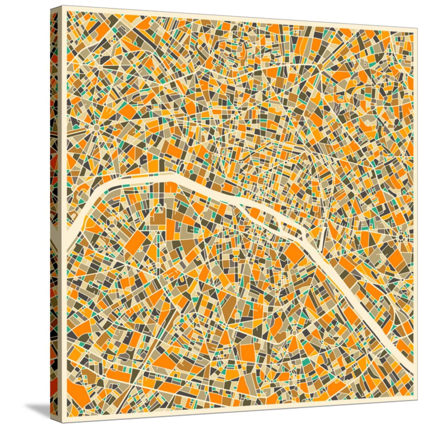 Art.com Paris Map Stretched Canvas Print Wall Art by Jazzberry Blue, 30 ...
