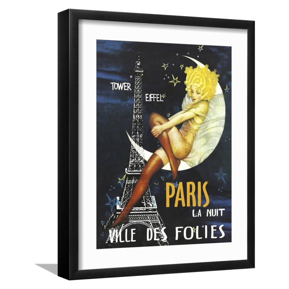 Art.com Paris Moon Giclee Print, Black Frame Wall Art, 17" x 21"