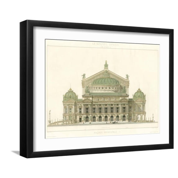 Art.com Paris Opera House II Art Print, Black Frame Wall Art, 21" x 17"