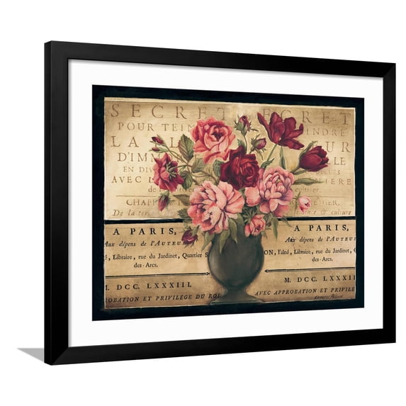Art.com Paris Rose I Art Print by Kimberly Poloson, Black Frame Wall Art, 40" x 32"