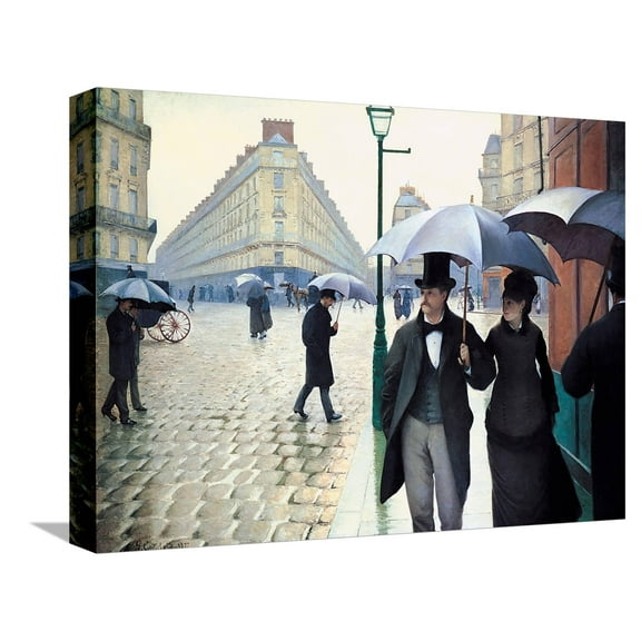 Art.com 'Paris Street; Rainy Day', 1877 Stretched Canvas Print Wall Art by Gustave Caillebotte, 16" x 12"