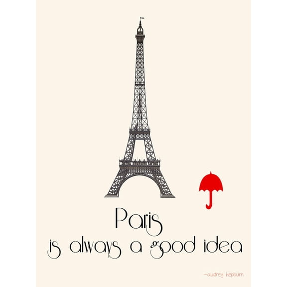 Art.com Paris Travel Poster With Eiffel Tower Art Print by Jan Weiss, 24" x 32"