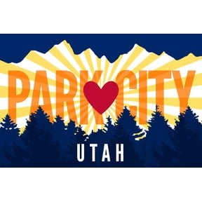 Art.com Park City, Utah - Heart and Treeline (Horizontal) - Lantern Press Artwork Art Print by Lantern Press, 18" x 12"
