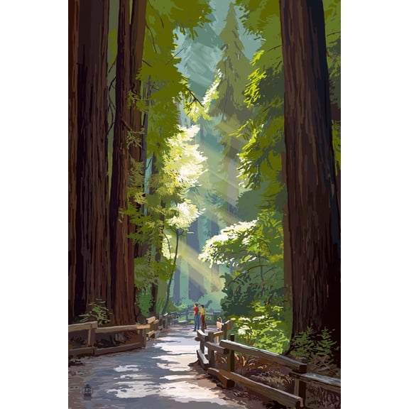 Art.com Pathway in Forest Art Print by Lantern Press, 12" x 18"