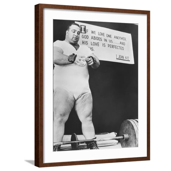 Art.com Paul Anderson, Performed at Weight Lifting and Strength Exhibitions Photo, Brown Frame Wall Art, 23" x 29"