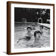 thumbnail image 1 of Art.com Paul McCartney, George Harrison, John Lennon and Ringo Starr Taking a Dip in a Swimming Pool Photographic Print, Brown Frame Wall Art, 21" x 21", 1 of 5
