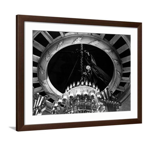 Art.com Phantom Of The Opera, Claude Rains, 1943, Chandelier Photo, Brown Frame Wall Art, 40" x 32"