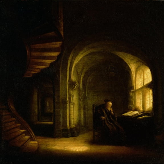 Art.com Philosopher with an Open Book, 1625-7 Giclee Print by Rembrandt van Rijn, 30" x 30"