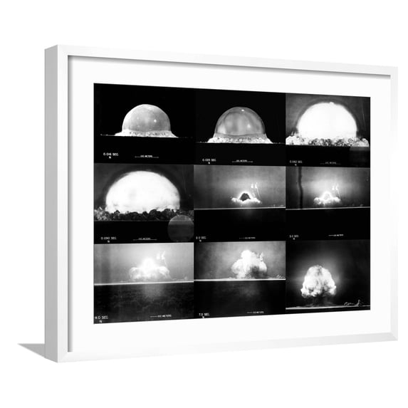 Art.com Photographic Sequence of the Trinity Test, the First Manmade Nuclear Explosion Photo, White Frame Wall Art, 29" x 23"