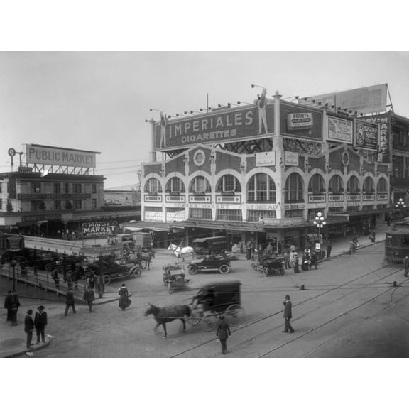 Art.com Pike Place Market Photograph - Seattle, WA Art Print by Lantern Press, 16" x 12"