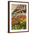 thumbnail image 1 of Art.com Pike Place Market Produce - Seattle, WA Art Print by Lantern Press, Brown Frame Wall Art, 21" x 29", 1 of 5