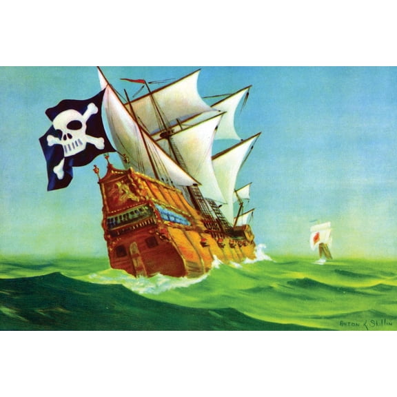 Art.com Pirate Ship Art Print by Anton K. Skillin, 18" x 12"