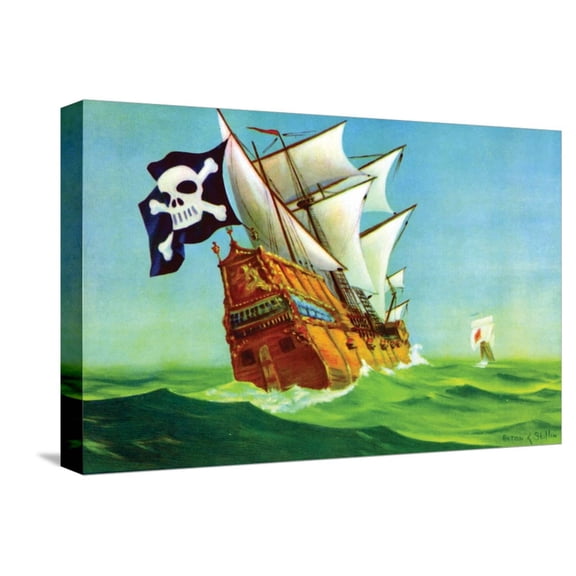 Art.com Pirate Ship Stretched Canvas Print Wall Art by Anton K. Skillin, 18" x 12"