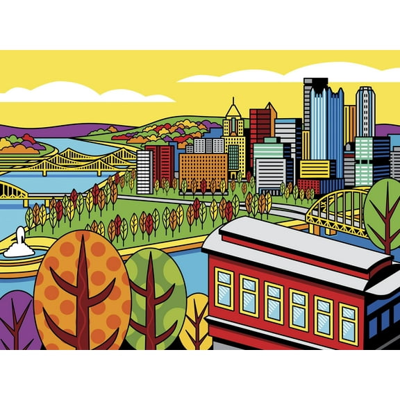 Art.com Pittsburgh Incline Autumn Pop Giclee Print by Ron Magnes, 32" x 24"