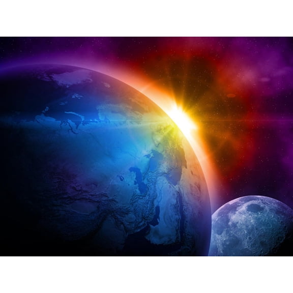 Art.com Planet Earth With Sunrise In Space Art Print by alanuster, 32" x 24"