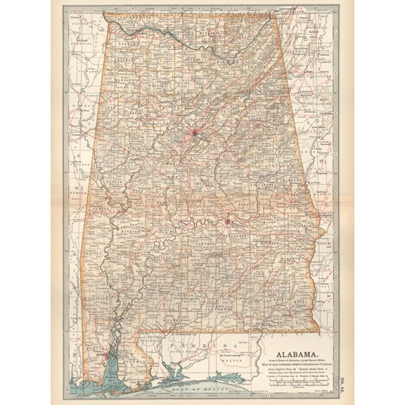 Art.com Plate 84. Map of Alabama. United States Art Print by Encyclopaedia Britannica, 18" x 24"