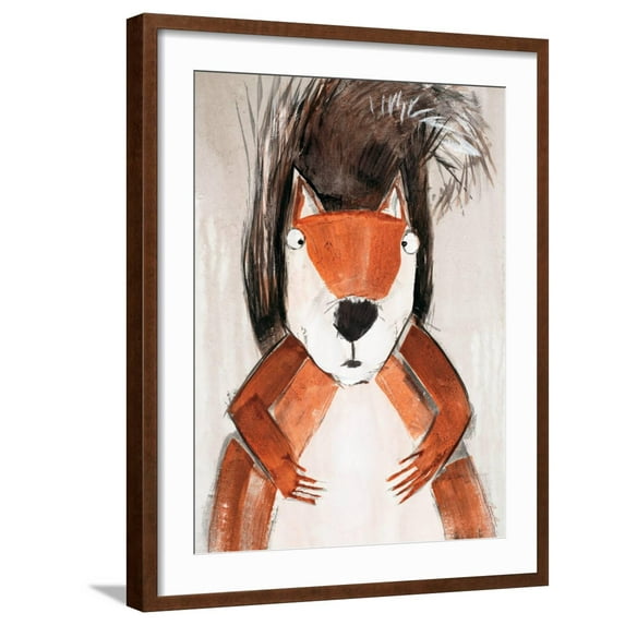Art.com Playful Squirrel Art Print by Madelaine Morris, Brown Frame Wall Art, 23" x 29"
