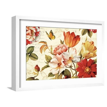 Art.com Poesie Florale III Art Print by Lisa Audit, White Frame Wall Art, 23" x 17"