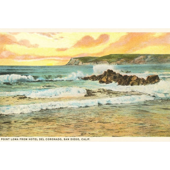 Art.com Point Loma Surf, San Diego, California Art Print, 18" x 12"