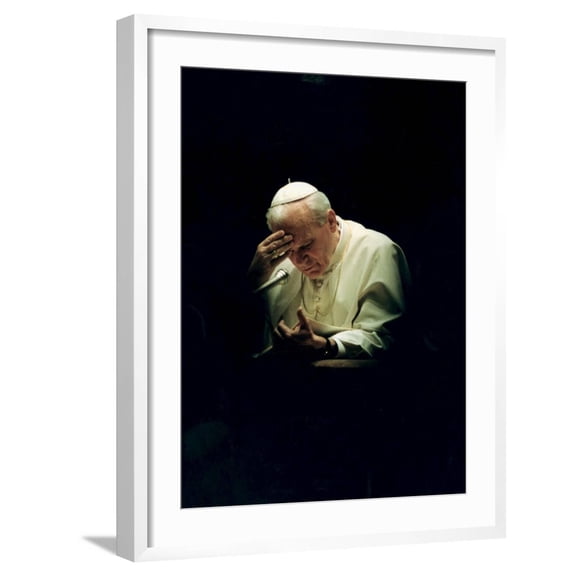 Art.com Pope John Paul II Reading a Prayer Photographic Print, White Frame Wall Art, 23" x 29"