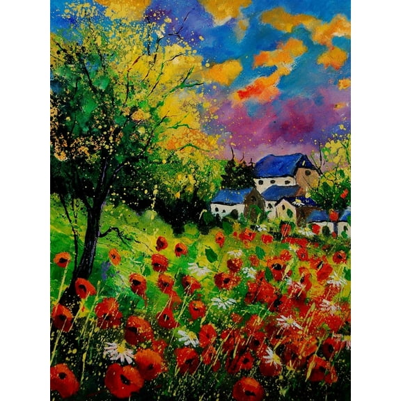 Art.com Poppies And Daisies 560110 Art Print by Pol Ledent, 12" x 16"