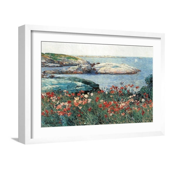 Art.com Poppies, Isle of Shoals Art Print by Childe Hassam, White Frame Wall Art, 23" x 17"