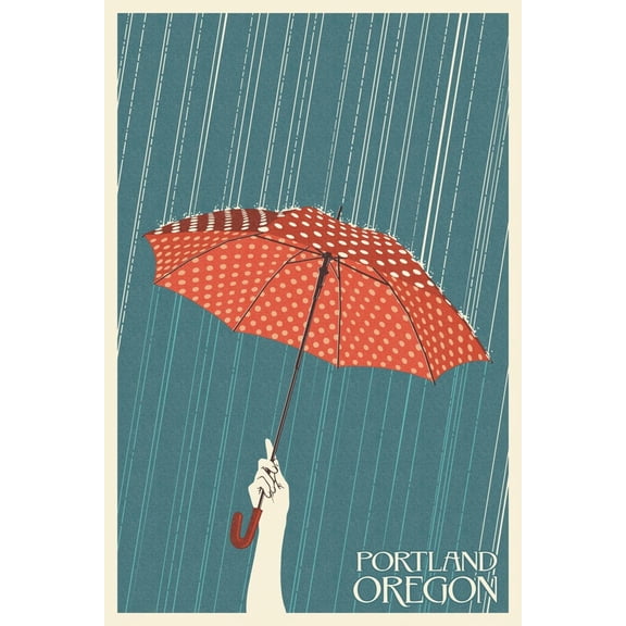 Art.com Portland, Oregon - Umbrella Art Print by Lantern Press, 12" x 18"