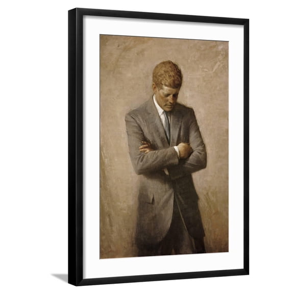 Art.com Portrait Painting of President John Fitzgerald Kennedy Art Print by Stocktrek Images, Black Frame Wall Art, 21" x 29"