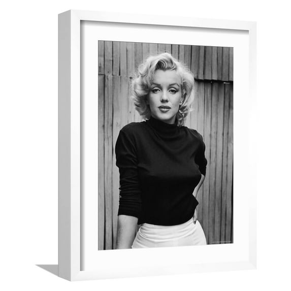 Art.com Portrait of Actress Marilyn Monroe on Patio of Her Home Premium Photographic Print by Alfred Eisenstaedt, White Frame Wall Art, 17" x 21"