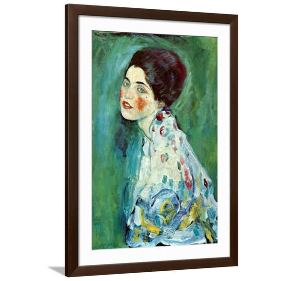 Art.com Portrait of a Lady Art Print by Gustav Klimt, Brown Frame Wall Art, 32" x 44"