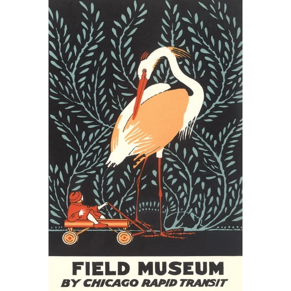 Art.com Poster for Field Museum with Giant Heron Art Print, 24" x 36"