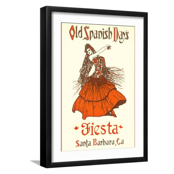 Art.com Poster for Fiesta Days, Santa Barbara, California Art Print, Black Frame Wall Art, 17" x 23"