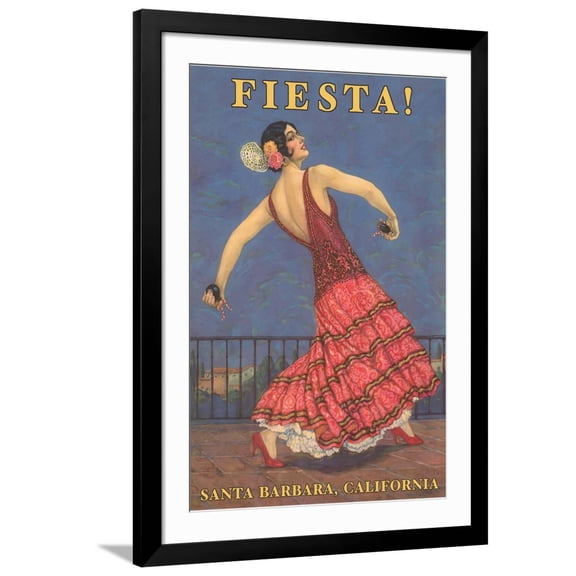 Art.com Poster for Fiesta Days, Santa Barbara, California Art Print, Black Frame Wall Art, 32" x 44"