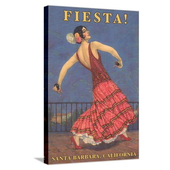 Art.com Poster for Fiesta Days, Santa Barbara, California Stretched Canvas Print Wall Art, 16" x 24"