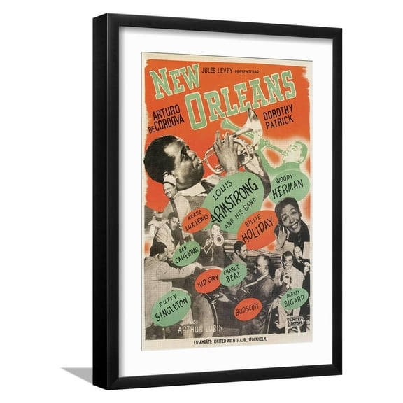 Art.com Poster for New Orleans Jazz Art Print, Black Frame Wall Art, 17" x 23"